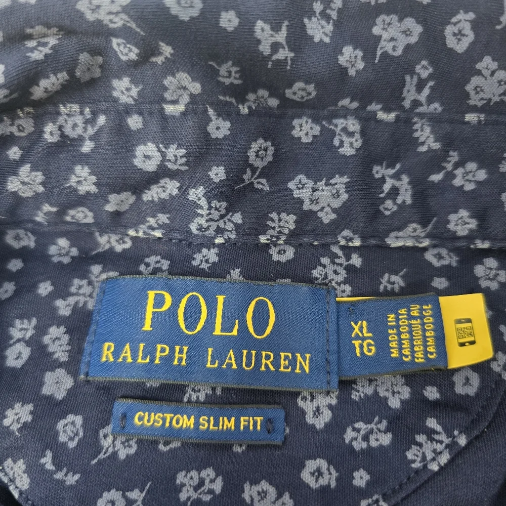Polo Ralph Lauren Men's Size XL Blue White Floral All Over Print Slim Fit Cotton - Picture 6 of 9